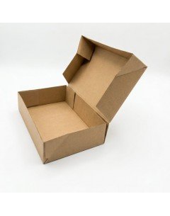 Caja de cartón automontable 29x20x7 cm marrón, con solapas laterales, para envíos e-commerce